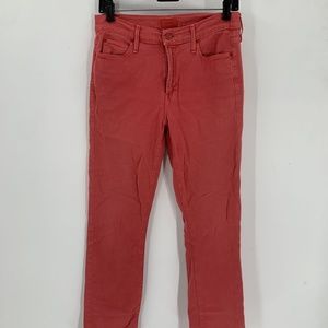 Mother Womens Coral Cotton Blend The Mid Rise Dazzler Ankle Denim Jeans Size 28